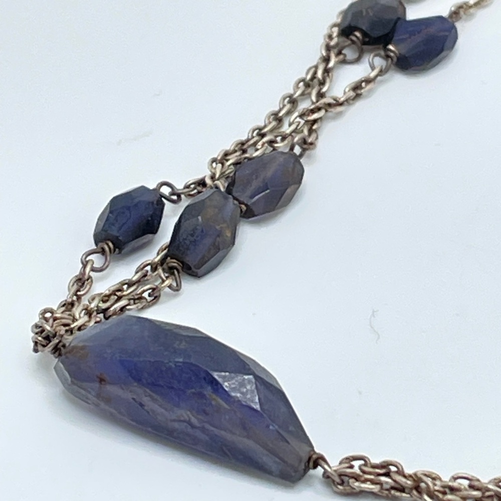 Sterling & Blue Precious Stone Necklace